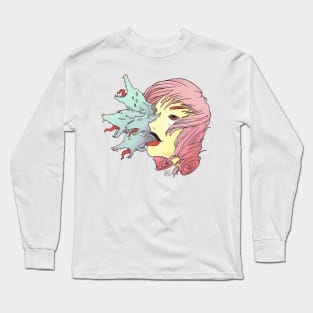 Smoke Cloud Wolves And Girl Long Sleeve T-Shirt